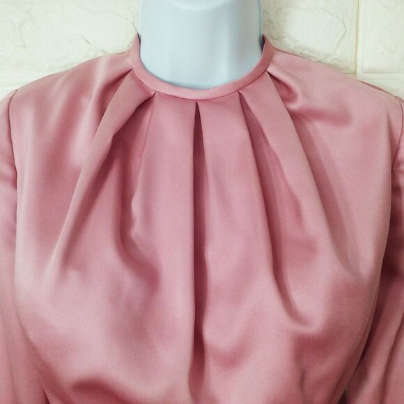 Vintage 50s-60s Quality Handmade Blouse Top S(6) Box-Pleat Fitted LSL Back-Zip - Picture 4 of 8